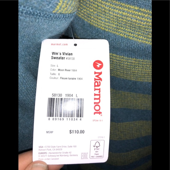 Marmot Vivian Sweater $110 Wool Blend Blue Large - Picture 6 of 8